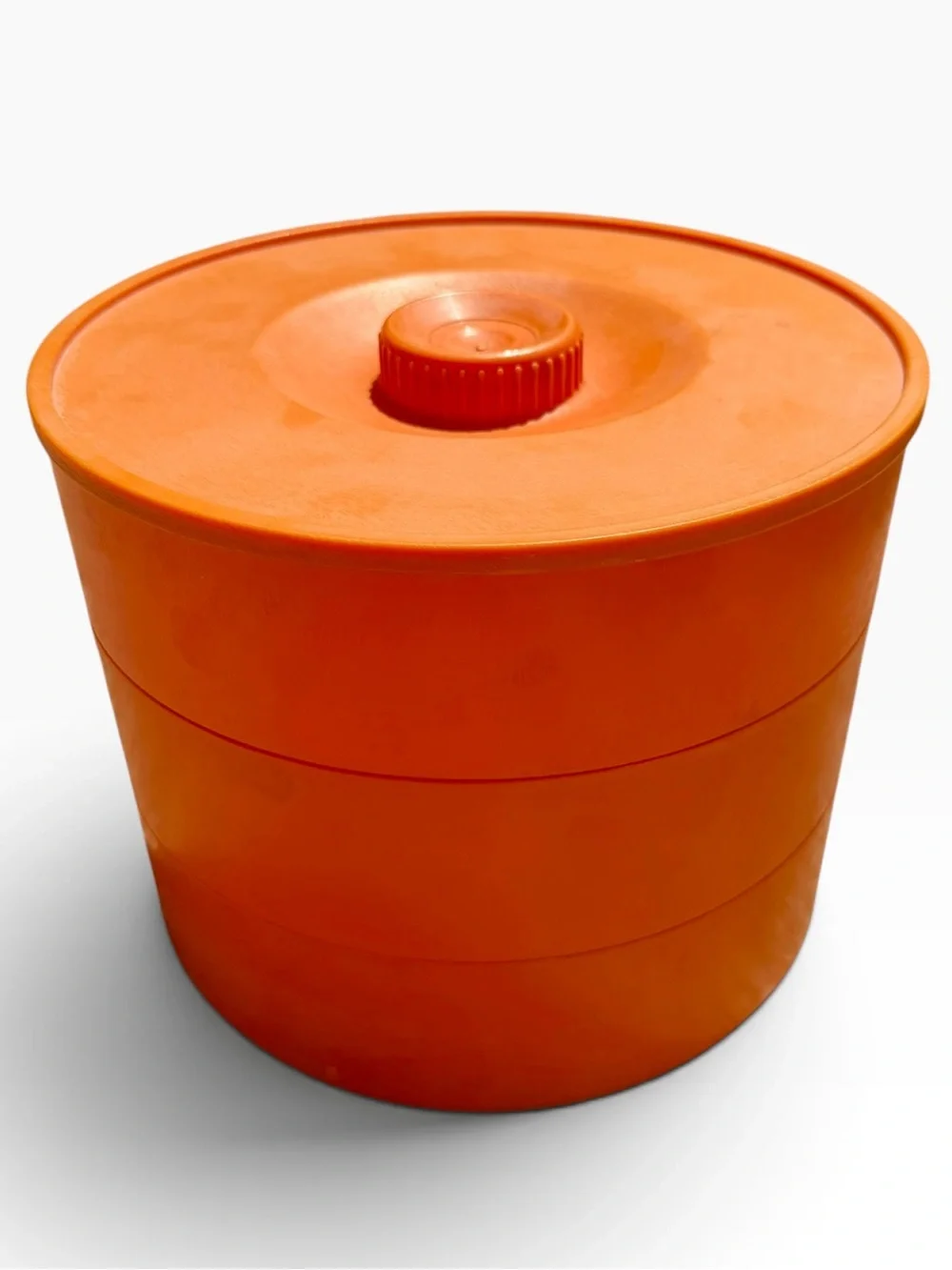 Vintage Orange Stackable Plastic Storage Container with Lid